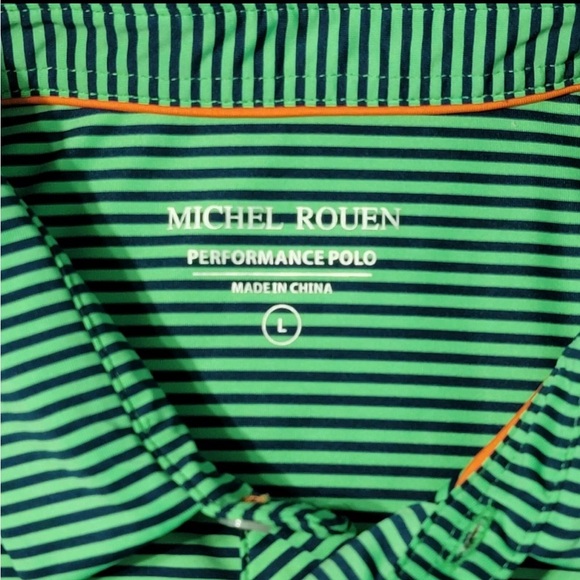 Michel Rouen Polo Shirt Adult L Green Golf Performance Stretch Mens - Picture 2 of 2